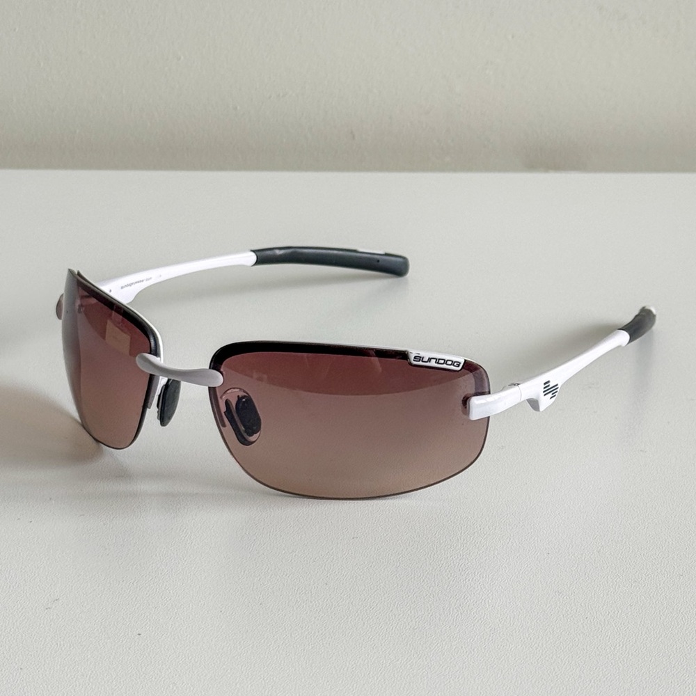 Sundog Women's White Frame Brown Lens Sunglasses